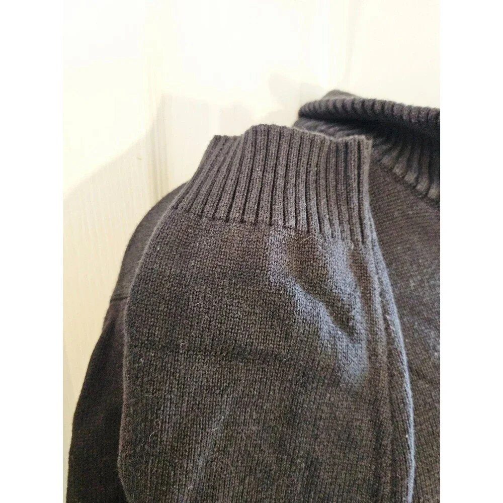 Tesla 1/4 Zip Sweater Pullover Long Sleeve Mens Large Black Cotton Blend Auto
